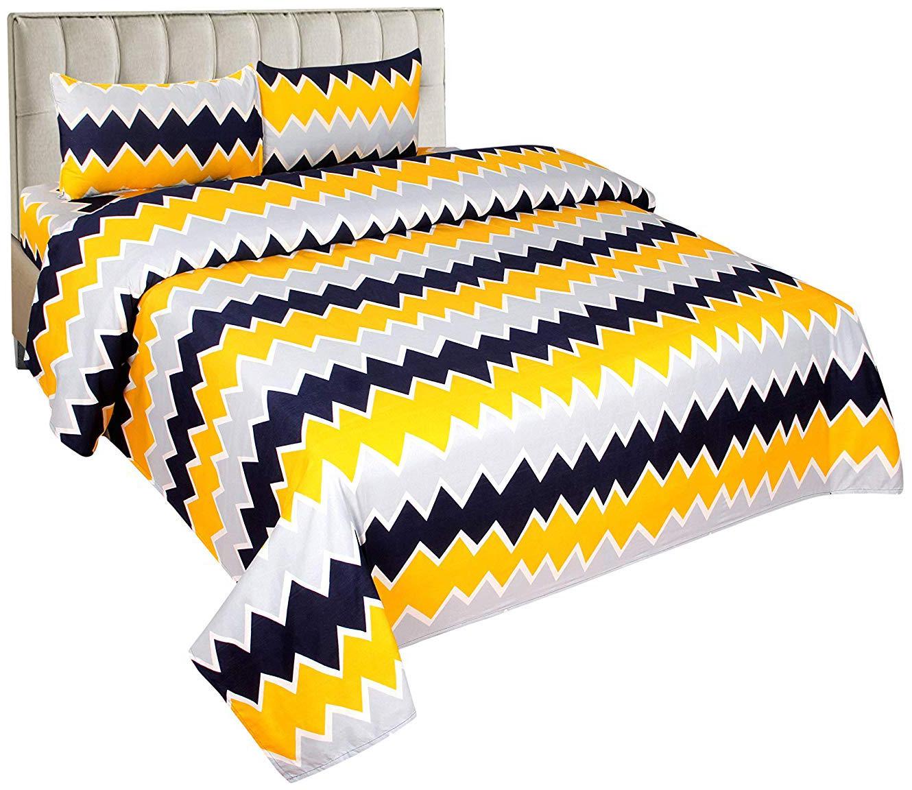 

Morado Cotton Geometric Double Size Bedsheet 400 TC ( 1 Bedsheet With 2 Pillow Covers Multi )