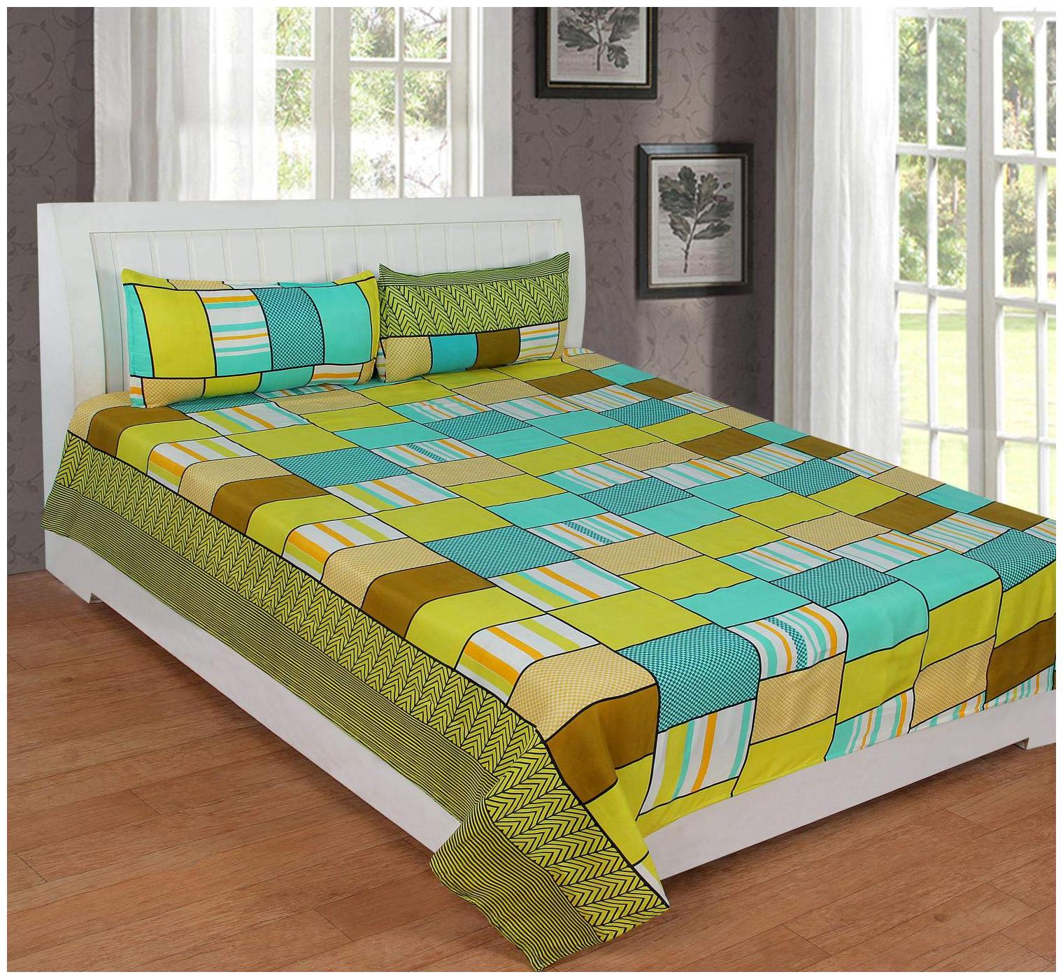

Morado Cotton Checkered Double Size Bedsheet 400 TC ( 1 Bedsheet With 2 Pillow Covers Multi )