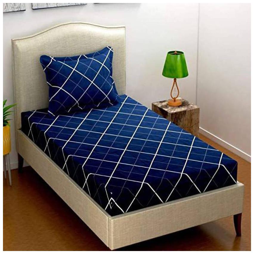 

Morado Cotton Geometric Single Size Bedsheet 200 TC ( 1 Bedsheet With 1 Pillow Covers Blue )