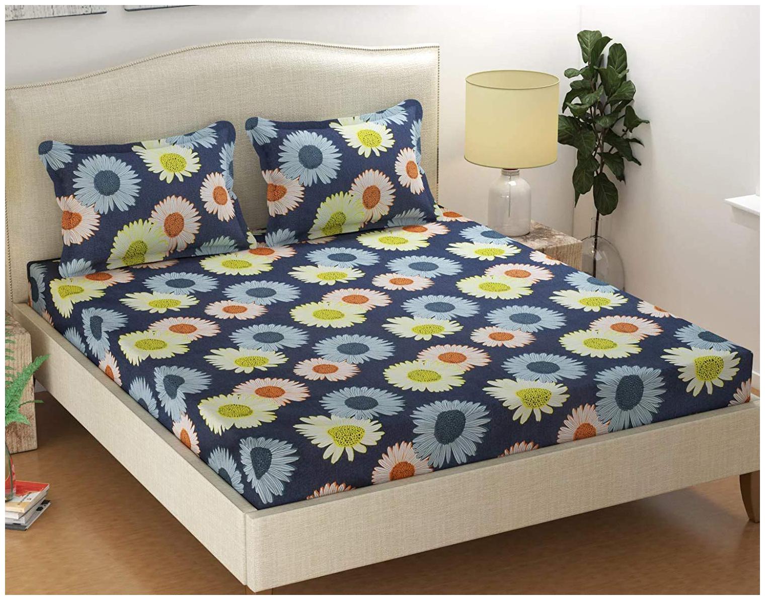 

Morado Cotton Floral Double Size Bedsheet 200 TC ( 1 Bedsheet With 2 Pillow Covers Multi )