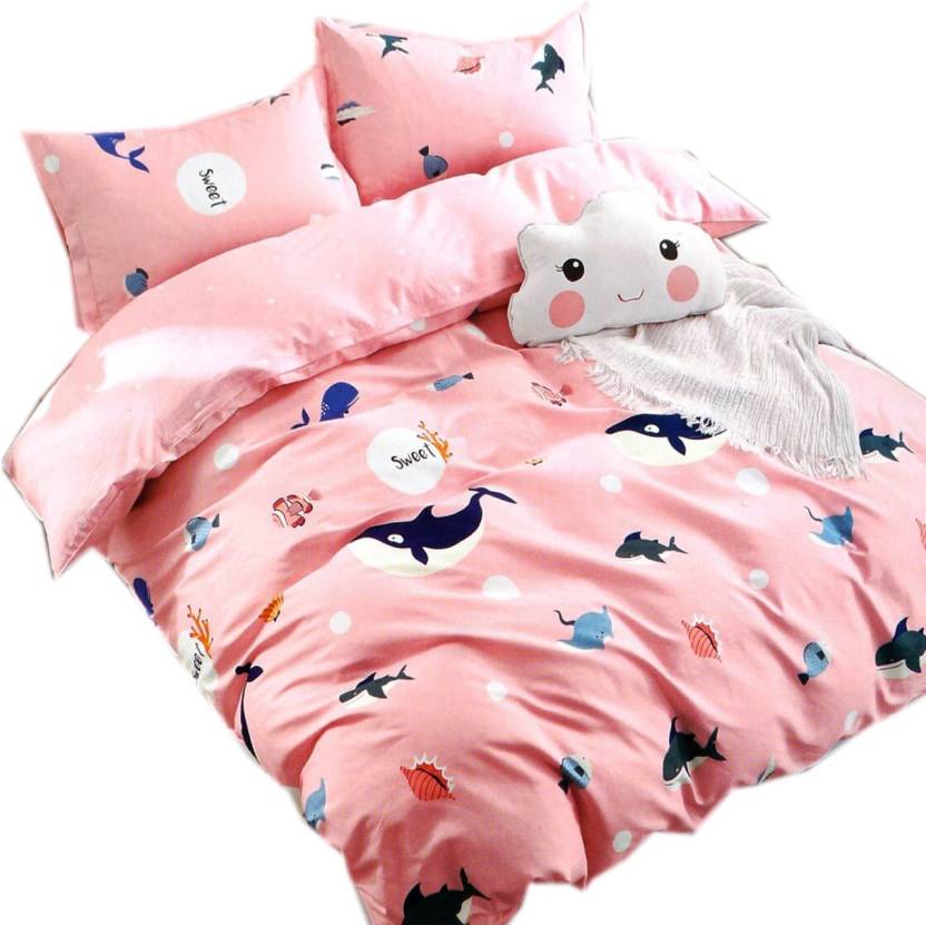 

Morado Cotton Printed Double Size Bedsheet 300 TC ( 1 Bedsheet With 2 Pillow Covers Pink )