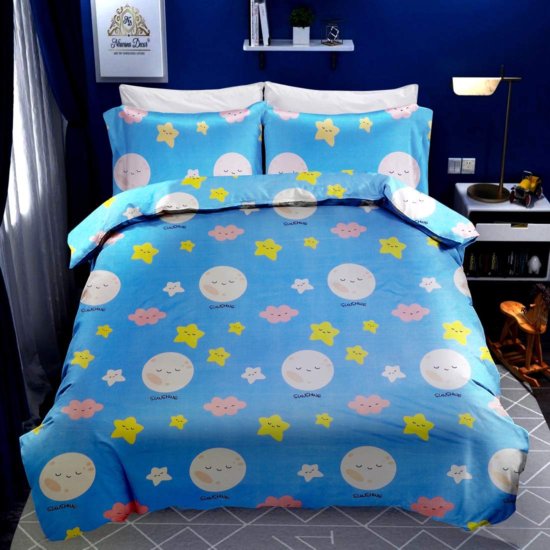 

Morado Cotton Printed Double Size Bedsheet 170 TC ( 1 Bedsheet With 2 Pillow Covers Blue )