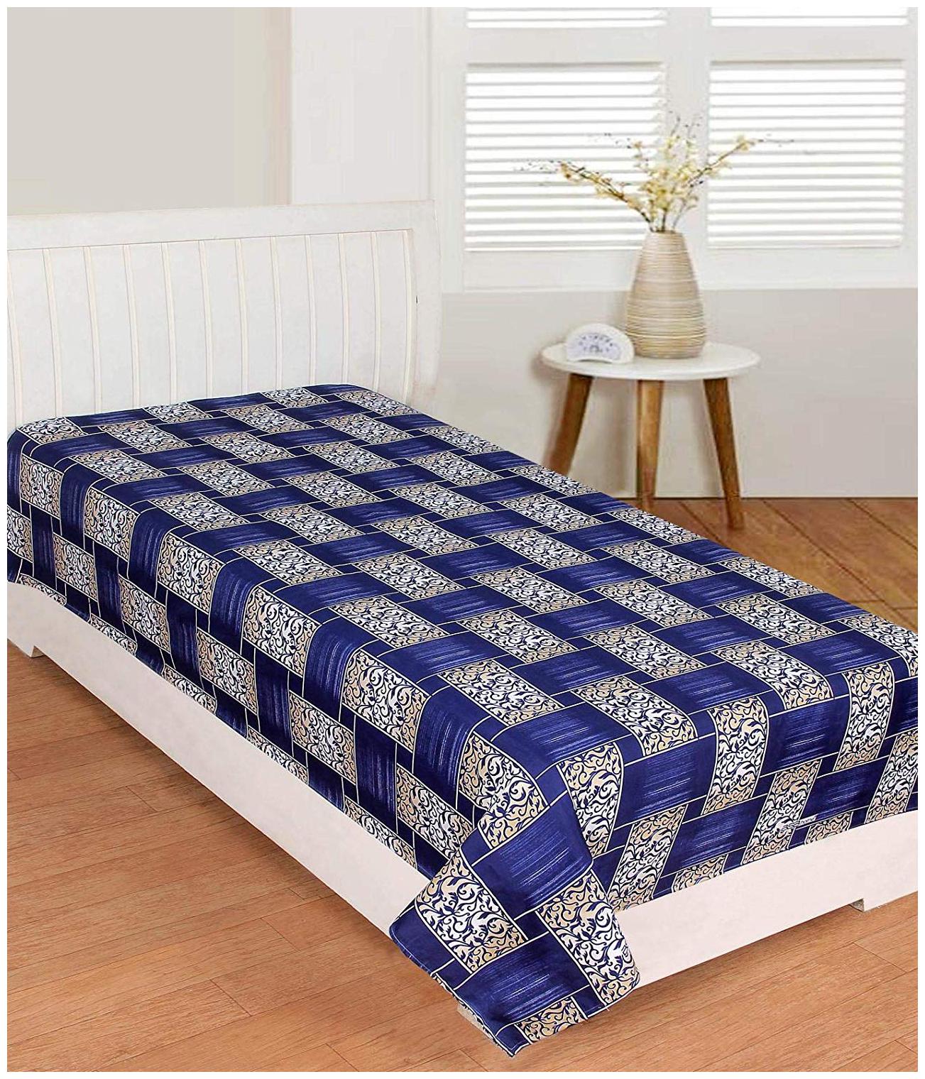 

Morado Cotton Checkered Single Size Bedsheet 400 TC ( 1 Bedsheet Without Pillow Covers Blue )