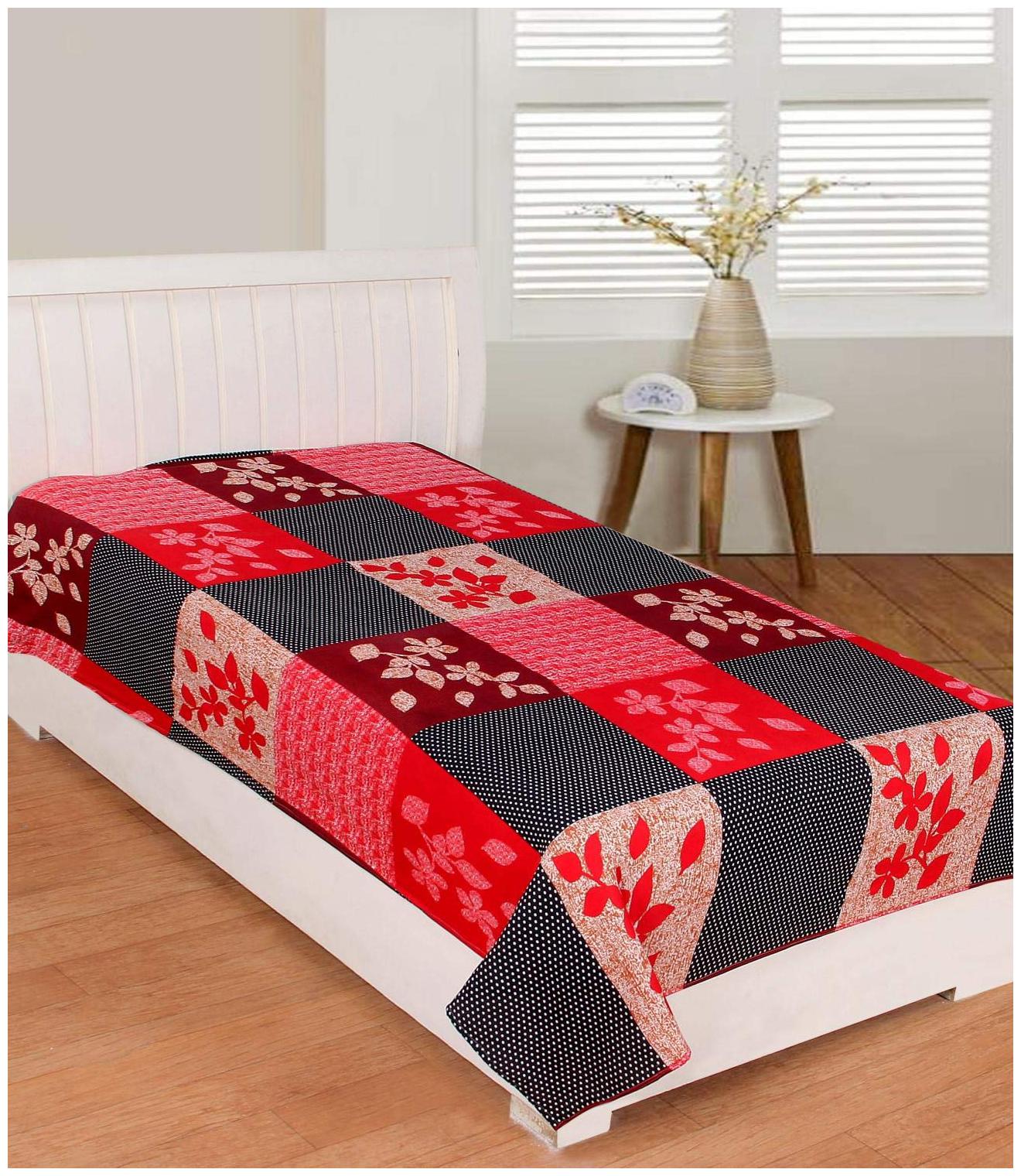 

Morado Cotton Floral Single Size Bedsheet 400 TC ( 1 Bedsheet Without Pillow Covers Red )