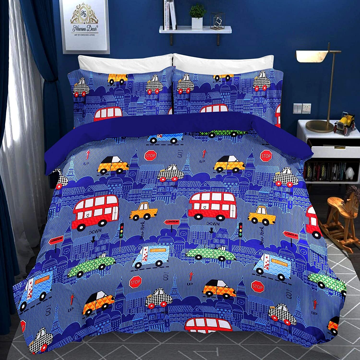 

Morado Cotton Printed Double Size Bedsheet 170 TC ( 1 Bedsheet With 2 Pillow Covers Blue )