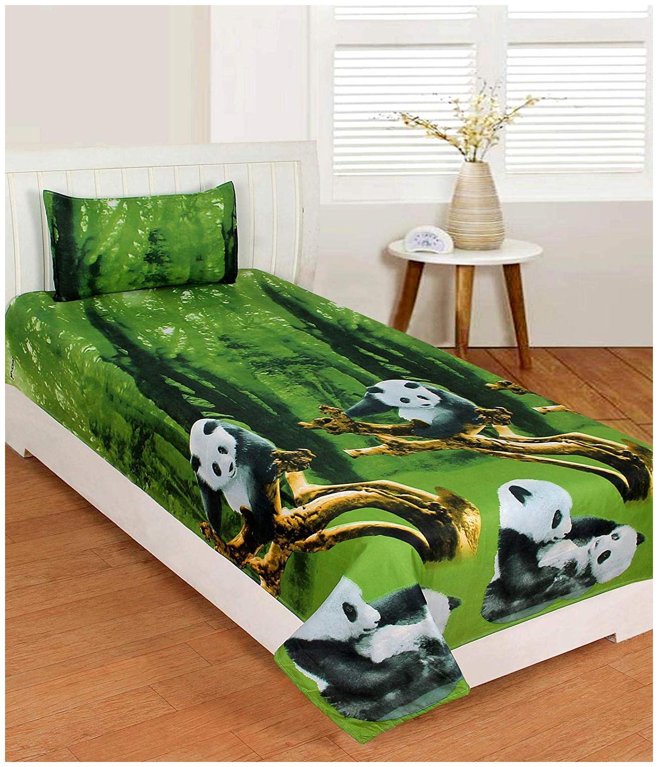 

Morado Cotton Printed Single Size Bedsheet 400 TC ( 1 Bedsheet With 1 Pillow Covers Green )