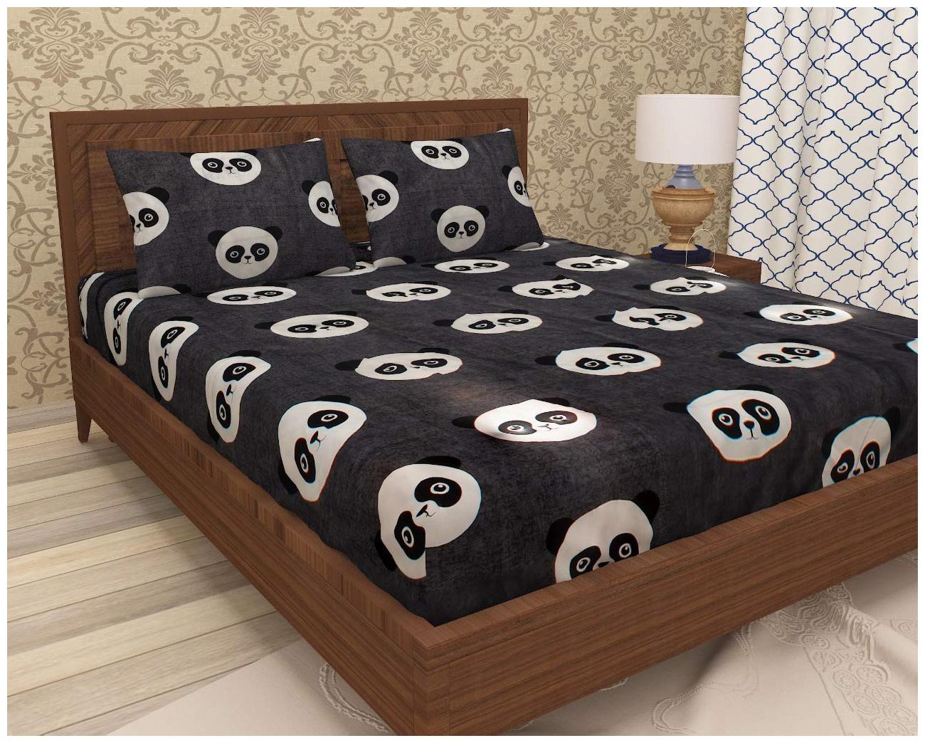 

Morado Cotton Printed Double Size Bedsheet 300 TC ( 1 Bedsheet With 2 Pillow Covers Black )
