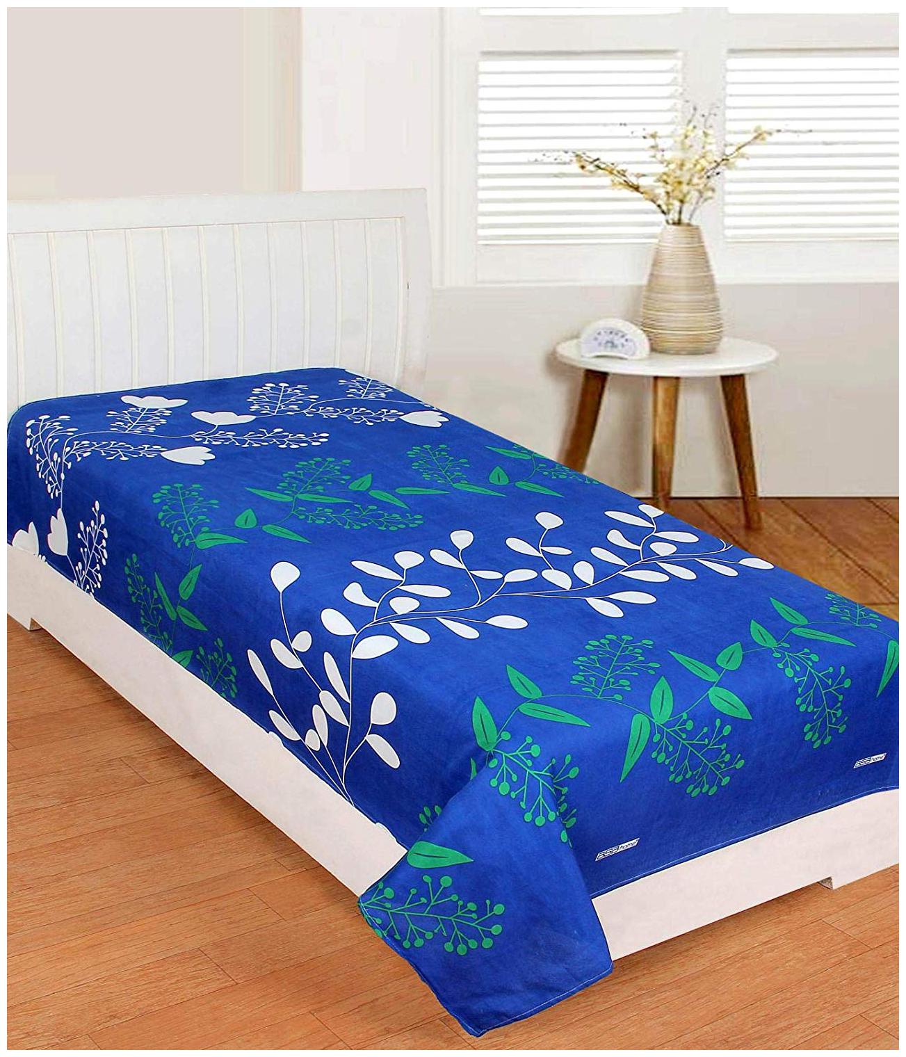 

Morado Cotton Floral Single Size Bedsheet 400 TC ( 1 Bedsheet Without Pillow Covers Blue )