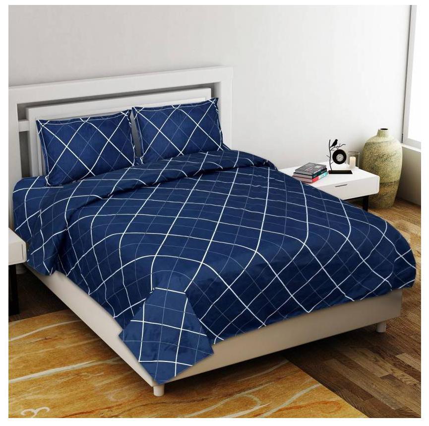 

Morado Cotton Geometric Double Size Bedsheet 300 TC ( 1 Bedsheet With 2 Pillow Covers Blue )