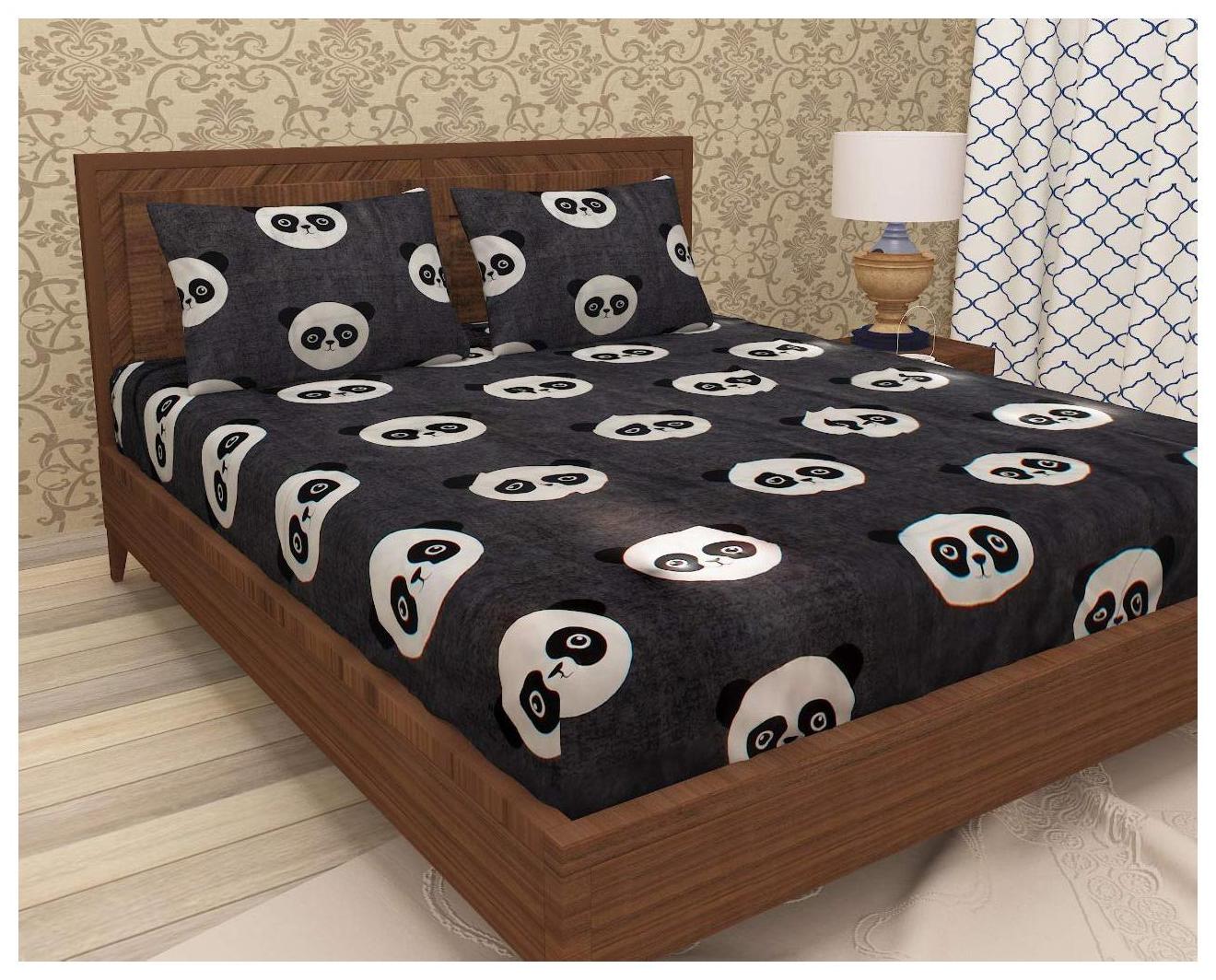 

Morado Cotton Printed Double Size Bedsheet 300 TC ( 1 Bedsheet With 2 Pillow Covers Black )