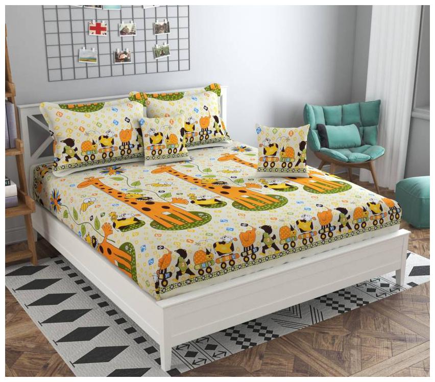 

Morado Cotton Printed Double Size Bedsheet 300 TC ( 1 Bedsheet With 2 Pillow Covers Yellow )