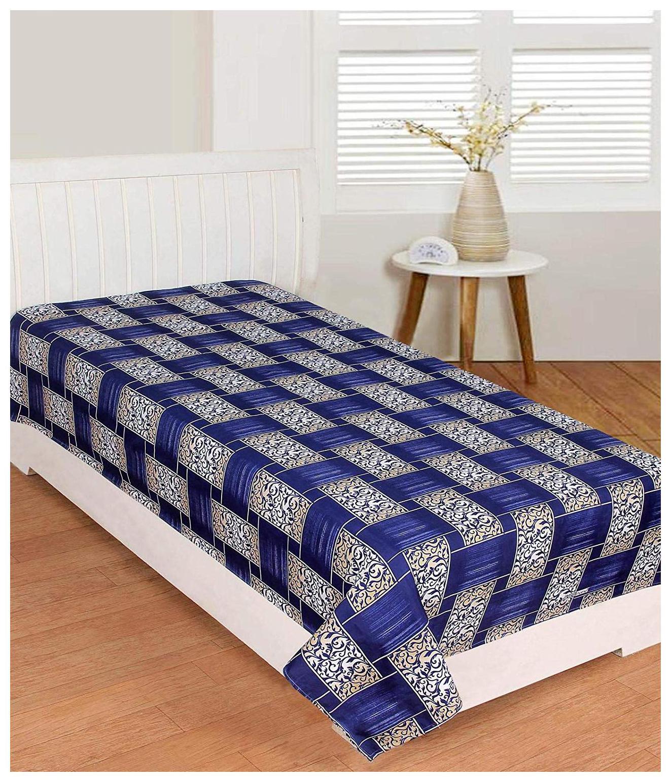

Morado Cotton Checkered Single Size Bedsheet 400 TC ( 1 Bedsheet Without Pillow Covers Blue )