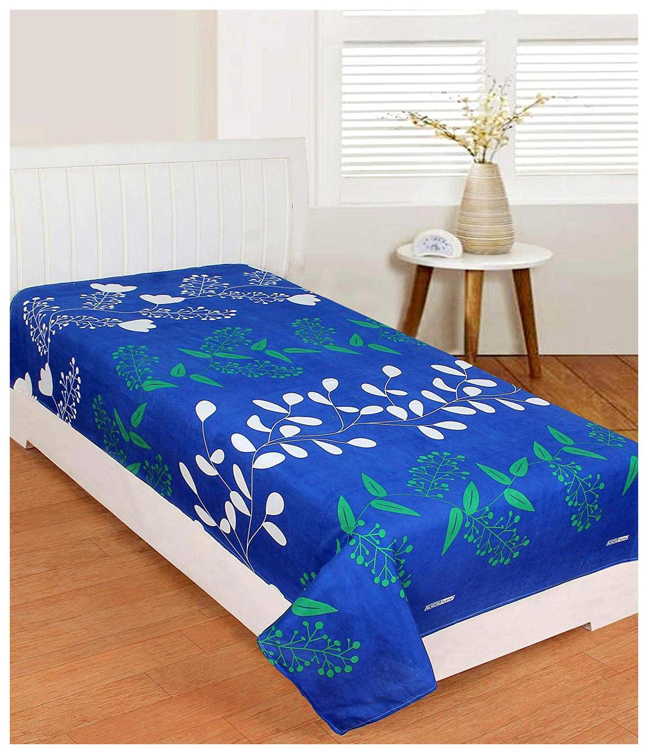 

Morado Cotton Floral Single Size Bedsheet 400 TC ( 1 Bedsheet Without Pillow Covers Blue )