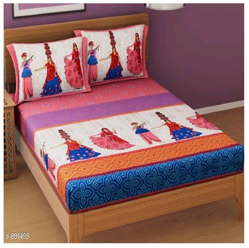 

Morado Cotton Rajasthani Jaipuri Print Double Size Bedsheet 144 TC ( 1 Bedsheet With 2 Pillow Covers Multi )