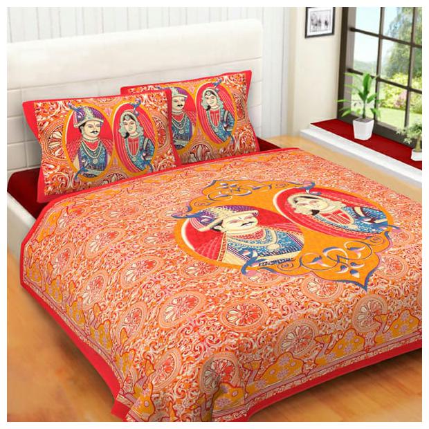 

Morado Cotton Rajasthani Jaipuri Print Double Size Bedsheet 144 TC ( 1 Bedsheet With 2 Pillow Covers Multi )