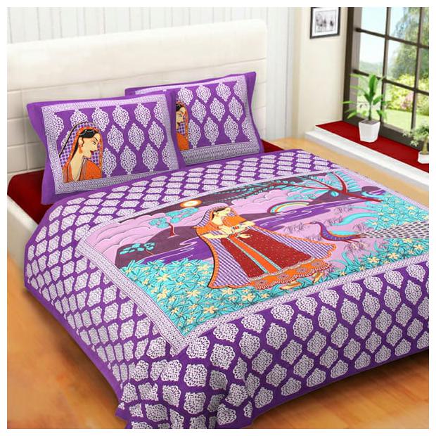 

Morado Cotton Rajasthani Jaipuri Print Double Size Bedsheet 144 TC ( 1 Bedsheet With 2 Pillow Covers Multi )