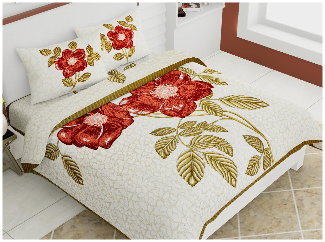 

Morado Cotton Floral Double Size Bedsheet 144 TC ( 1 Bedsheet With 2 Pillow Covers Multi )