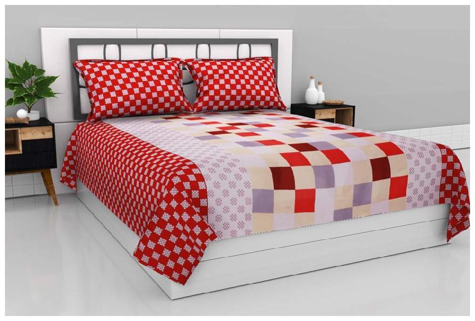 

Morado Cotton Checkered Double Size Bedsheet 144 TC ( 1 Bedsheet With 2 Pillow Covers Multi )