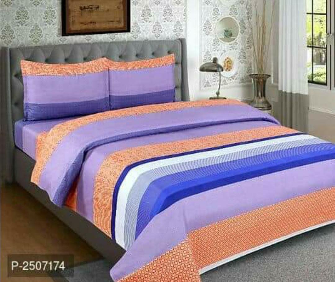

Morado Cotton 3D Printed Double Size Bedsheet 144 TC ( 1 Bedsheet With 2 Pillow Covers Multi )