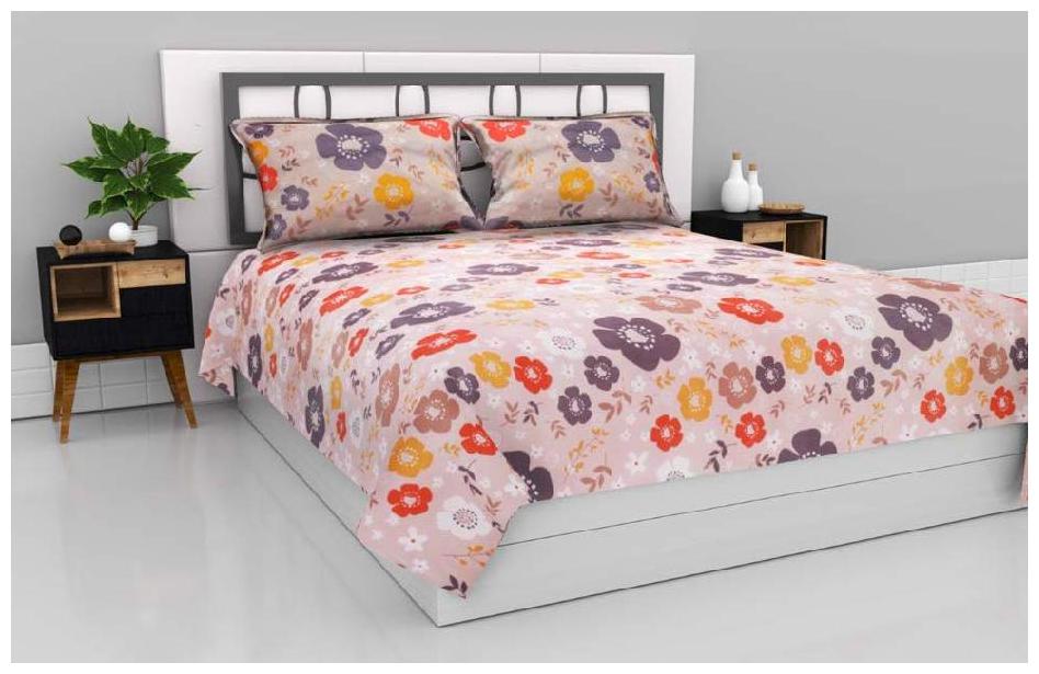 

Morado Cotton Floral Double Size Bedsheet 144 TC ( 1 Bedsheet With 2 Pillow Covers Multi )