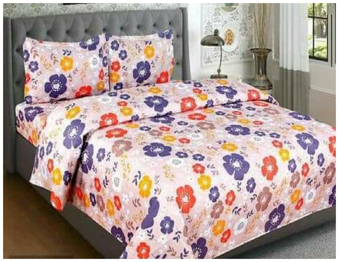 

Morado Cotton Floral Double Size Bedsheet 144 TC ( 1 Bedsheet With 2 Pillow Covers Multi )