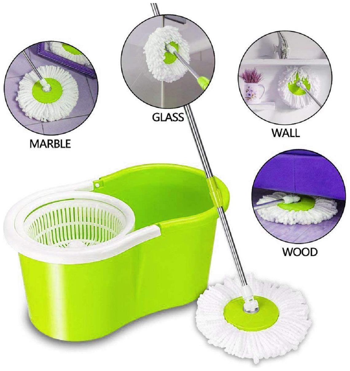 

Morado Mop Floor Cleaner with Bucket Set Offer for Best 360 Degree Easy Magic Cleaning Green with 3 Microfiber