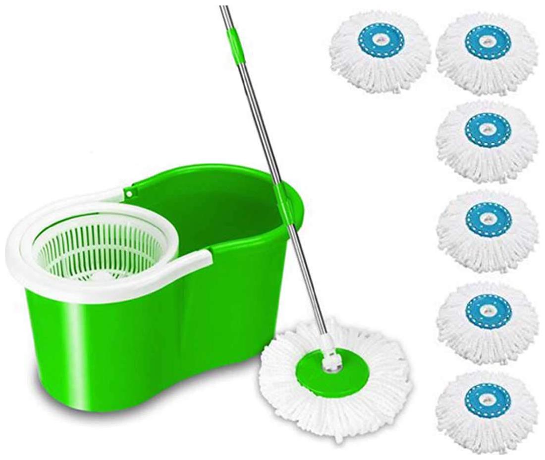 

Morado Mop Floor Cleaner with Bucket Set Offer for Best 360 Degree Easy Magic Cleaning Green with 6 Microfiber