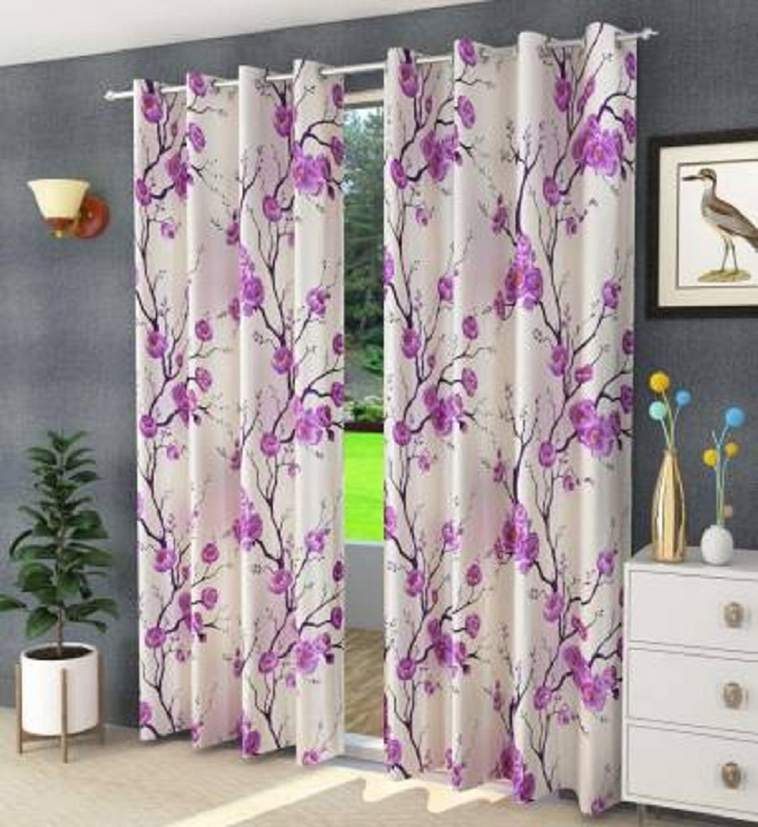 

Morado Polyester Window Blackout Multi Regular Curtain ( Eyelet Closure Floral )