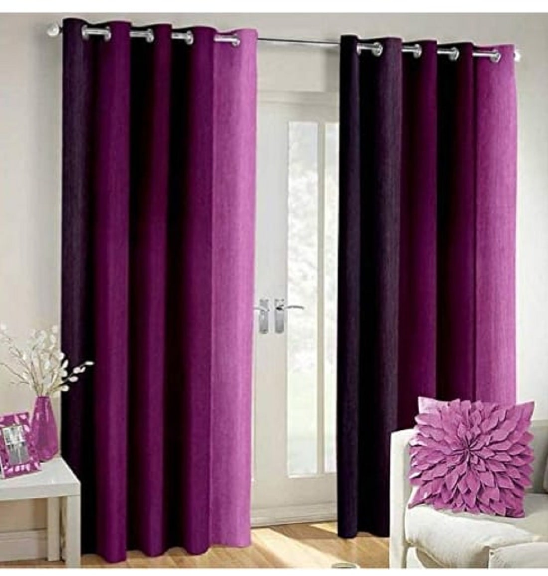 

Morado Polyester Window Blackout Purple Regular Curtain ( Eyelet Closure Striped )