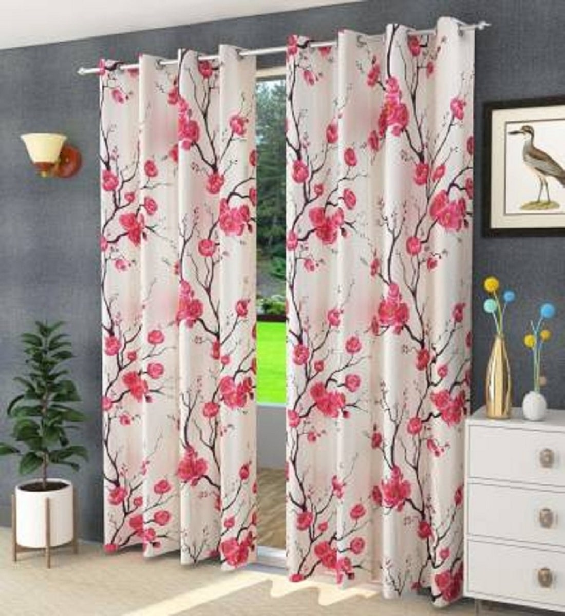 

Morado Polyester Door Blackout Multi Regular Curtain ( Eyelet Closure Floral )