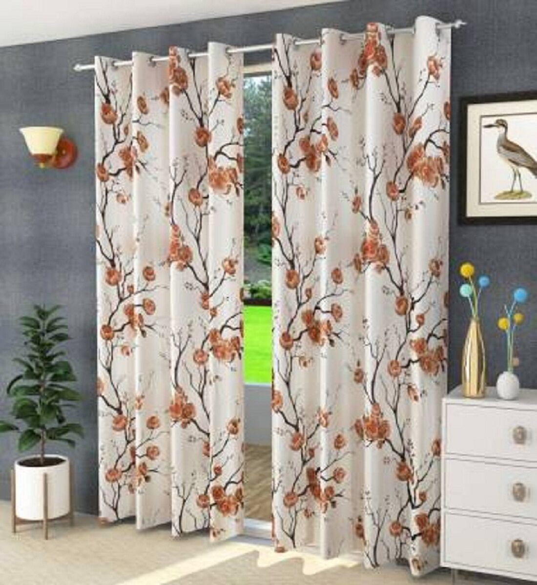

Morado Polyester Long Door Blackout Multi Regular Curtain ( Eyelet Closure Floral )