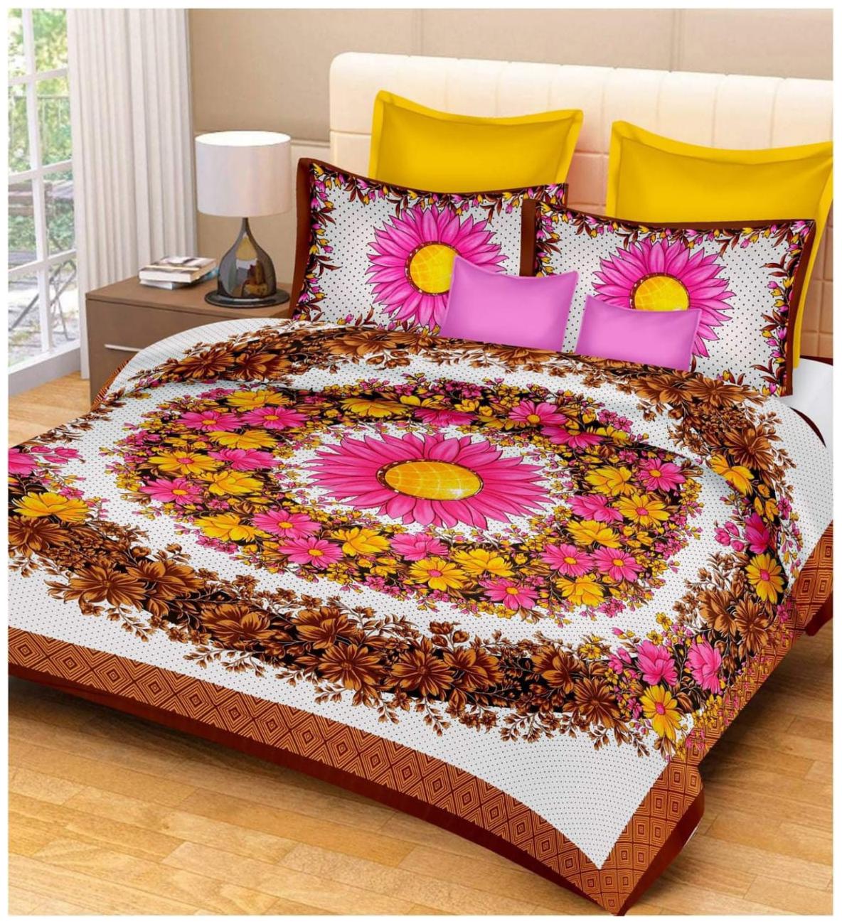 

Morado Cotton Floral Double Size Bedsheet 144 TC ( 1 Bedsheet With 2 Pillow Covers Multi )