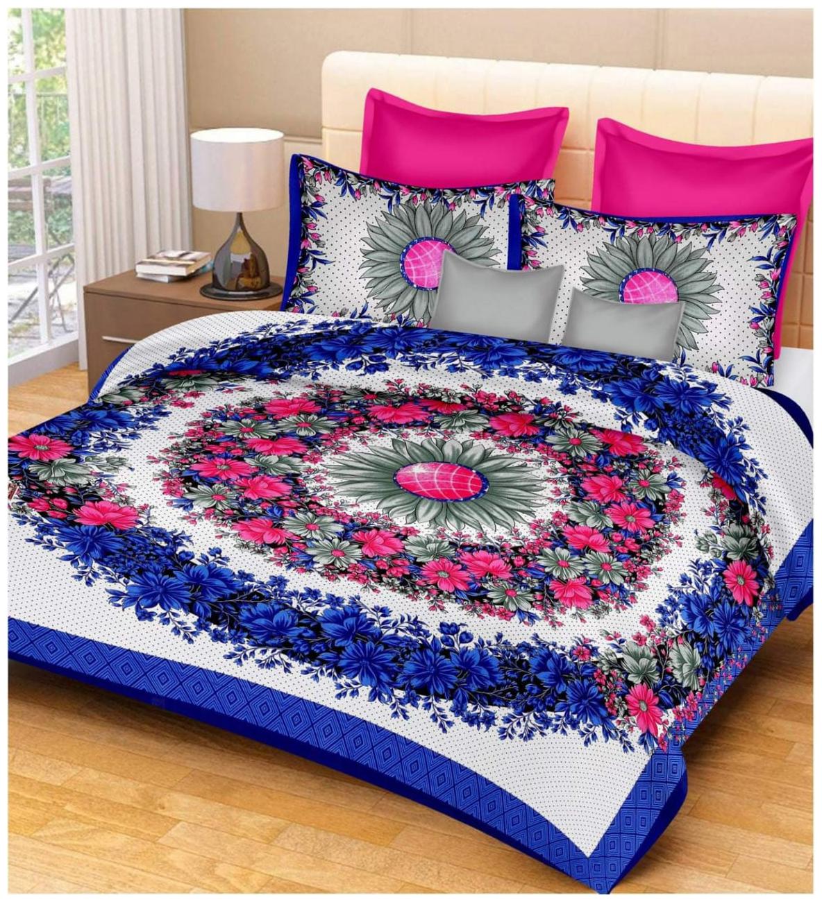 

Morado Cotton Floral Double Size Bedsheet 144 TC ( 1 Bedsheet With 2 Pillow Covers Multi )