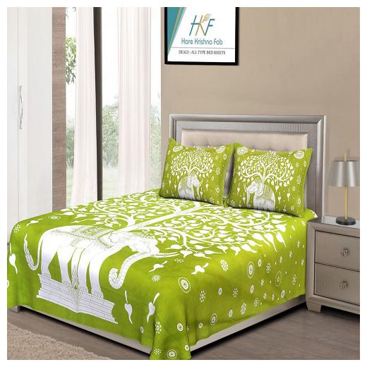 

Morado Cotton Printed Double Size Bedsheet 144 TC ( 1 Bedsheet With 2 Pillow Covers Green )