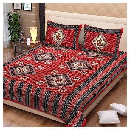 

Morado Cotton Printed Double Size Bedsheet 144 TC ( 1 Bedsheet With 2 Pillow Covers Maroon )