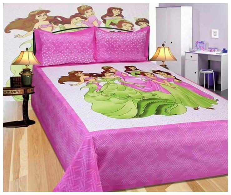 

Morado Cotton Printed Double Size Bedsheet 144 TC ( 1 Bedsheet With 2 Pillow Covers Pink )