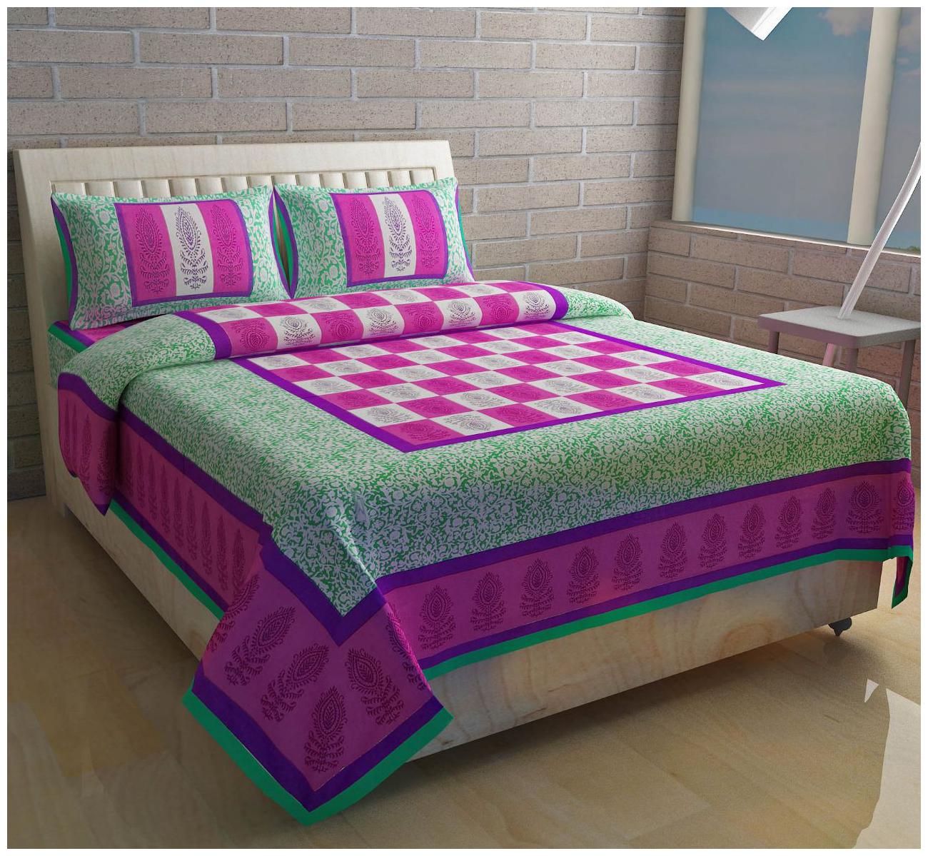 

Morado Cotton Checkered Double Size Bedsheet 144 TC ( 1 Bedsheet With 2 Pillow Covers Multi )