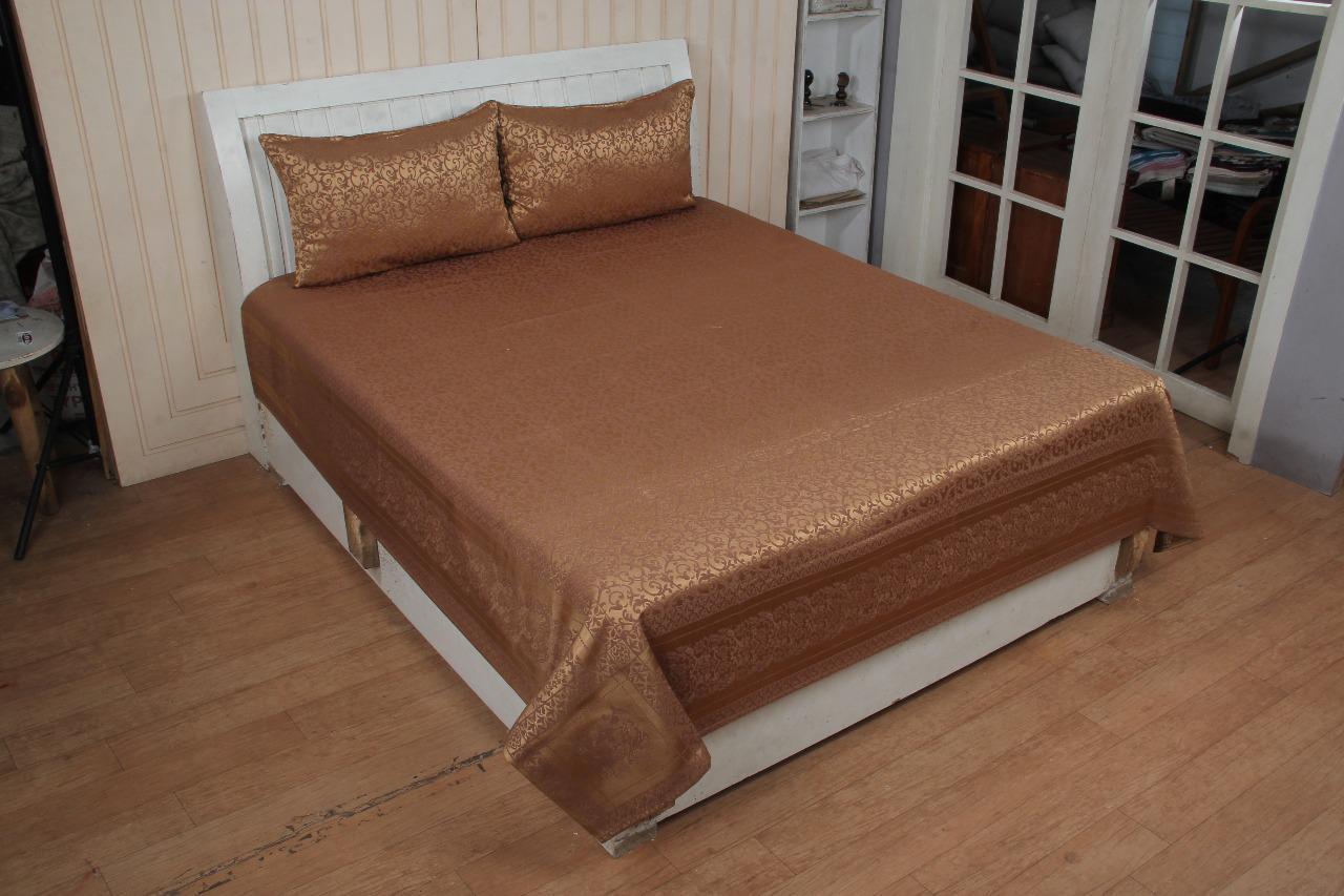 

Morado Silk Floral Double Size Bedsheet 150 TC ( 1 Bedsheet With 2 Pillow Covers Brown )