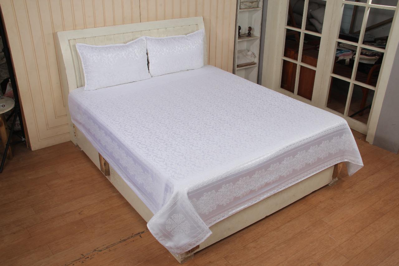 

Morado Silk Floral Double Size Bedsheet 150 TC ( 1 Bedsheet With 2 Pillow Covers White )