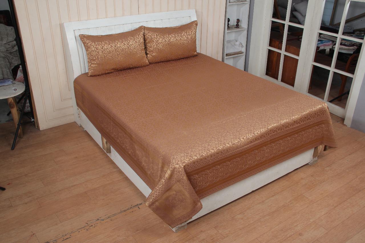 

Morado Silk Floral Double Size Bedsheet 150 TC ( 1 Bedsheet With 2 Pillow Covers Brown )