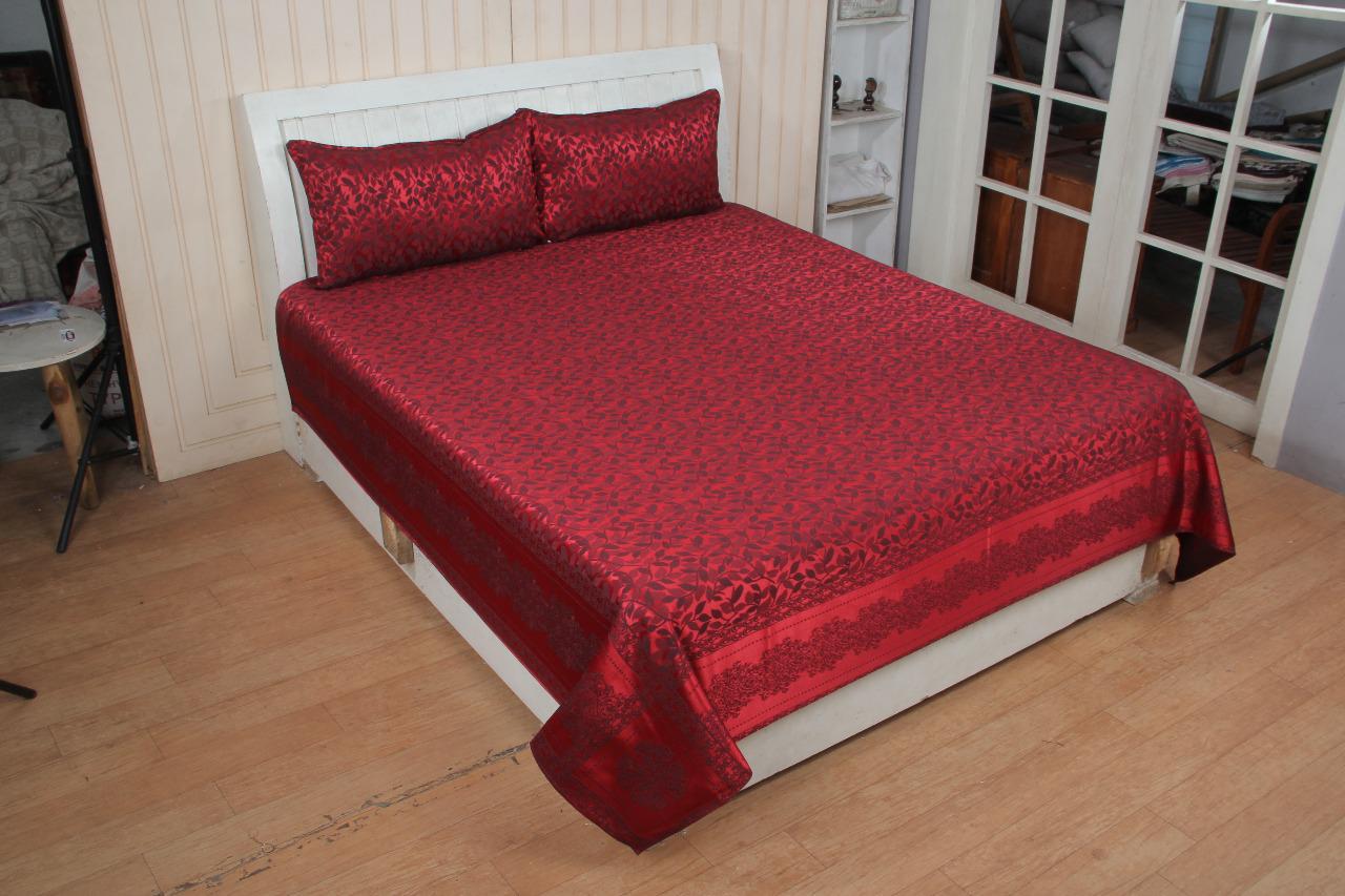 

Morado Silk Floral Double Size Bedsheet 150 TC ( 1 Bedsheet With 2 Pillow Covers Red )
