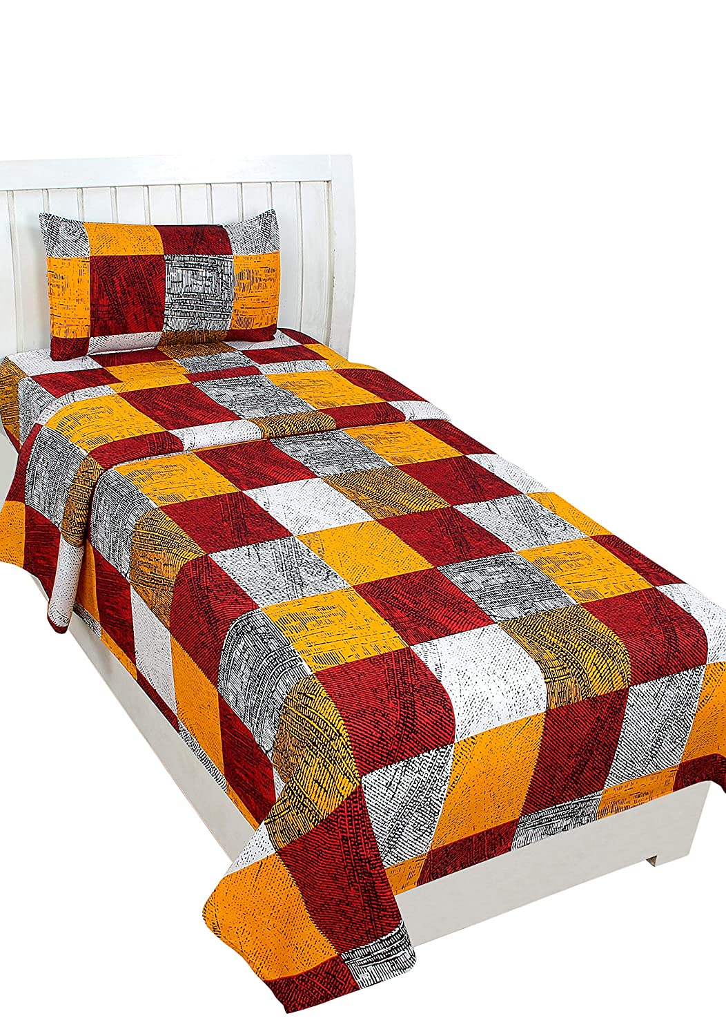 

Morado Cotton Checkered Single Size Bedsheet 180 TC ( 1 Bedsheet With 1 Pillow Covers Multi )