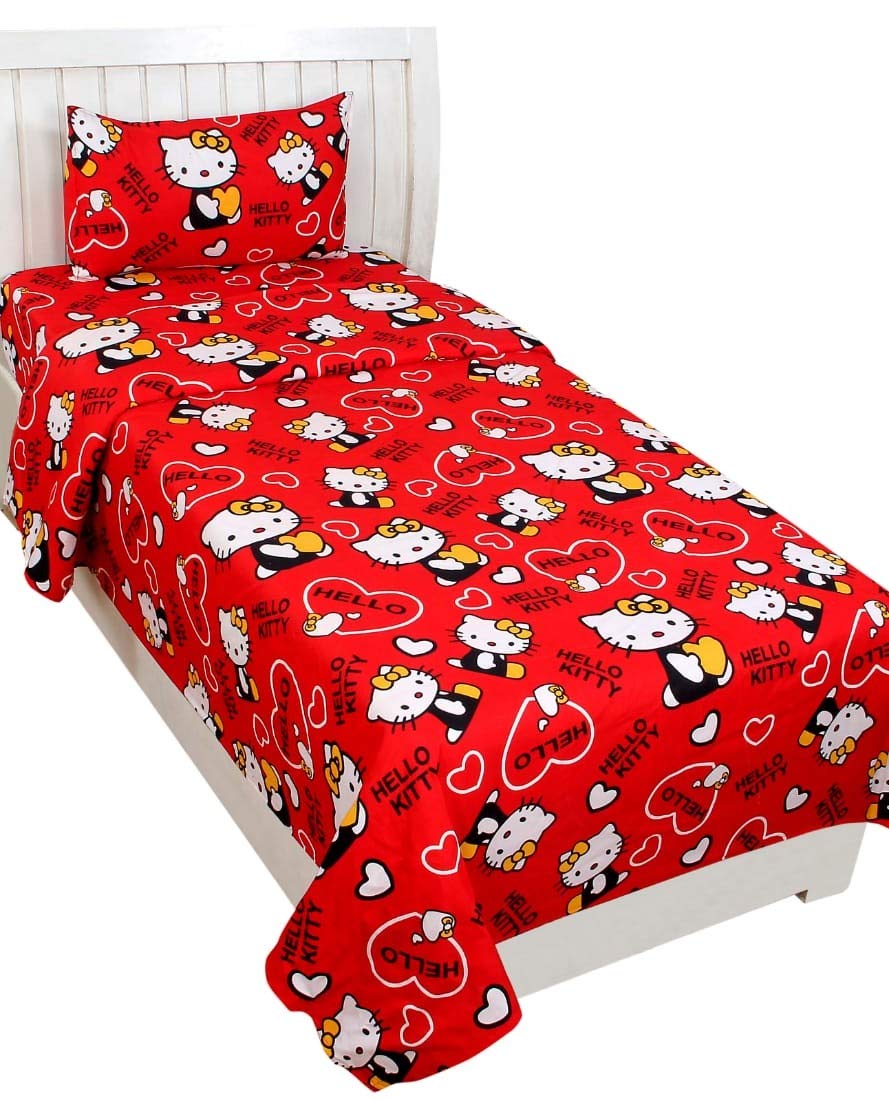 

Morado Cotton Printed Single Size Bedsheet 180 TC ( 1 Bedsheet With 1 Pillow Covers Red )