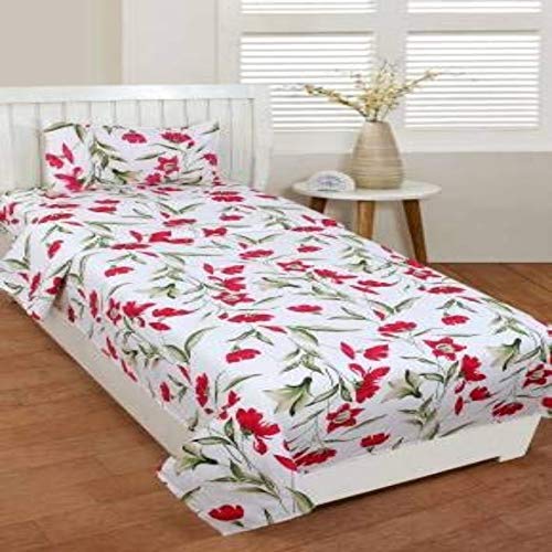 

Morado Cotton Floral Single Size Bedsheet 180 TC ( 1 Bedsheet With 1 Pillow Covers Wine White )
