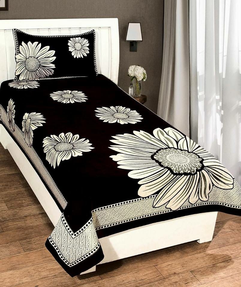

Morado Velvet Floral Single Size Bedsheet 200 TC ( 1 Bedsheet With 1 Pillow Covers Black )