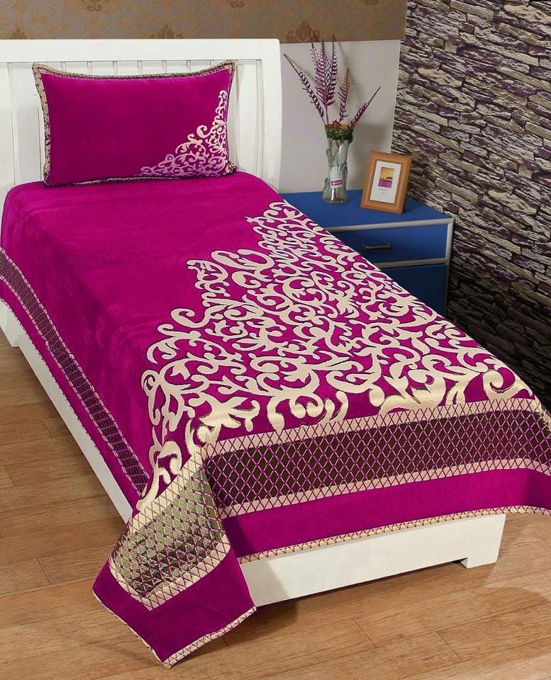 

Morado Velvet Floral Single Size Bedsheet 200 TC ( 1 Bedsheet With 1 Pillow Covers Pink )