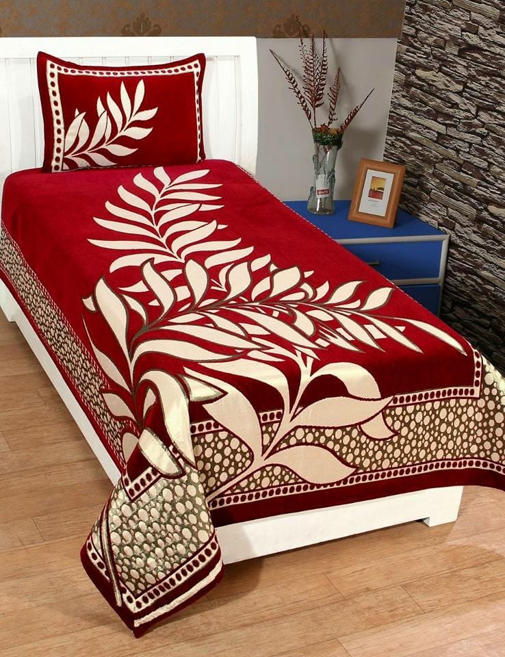 

Morado Velvet Floral Single Size Bedsheet 200 TC ( 1 Bedsheet With 1 Pillow Covers Maroon )