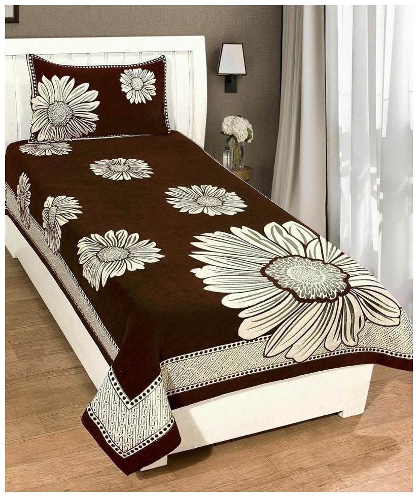 

Morado Velvet Floral Single Size Bedsheet 200 TC ( 1 Bedsheet With 1 Pillow Covers Brown )