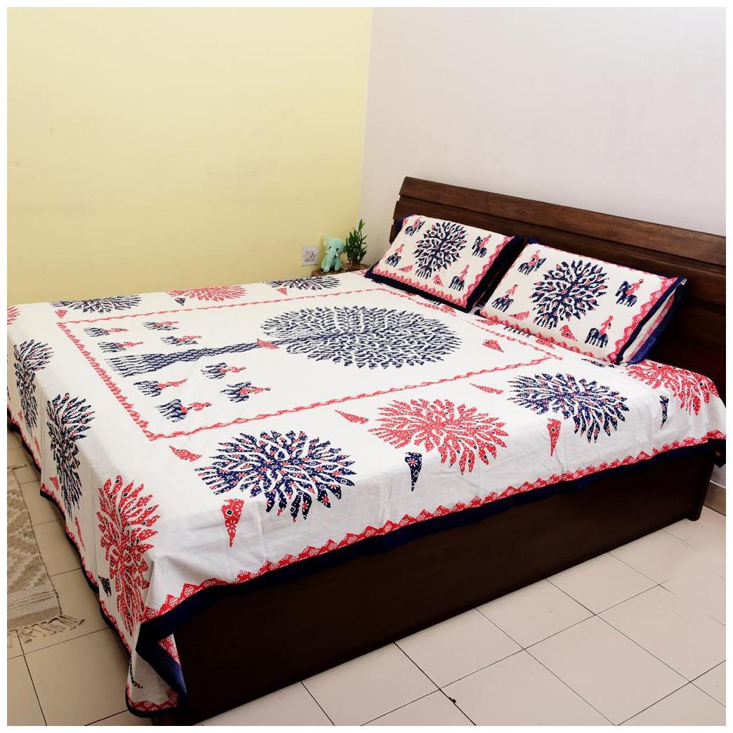 

moriyo Cotton Printed King Size Bedsheet 220 TC ( 1 Bedsheet With 2 Pillow Covers Multi )