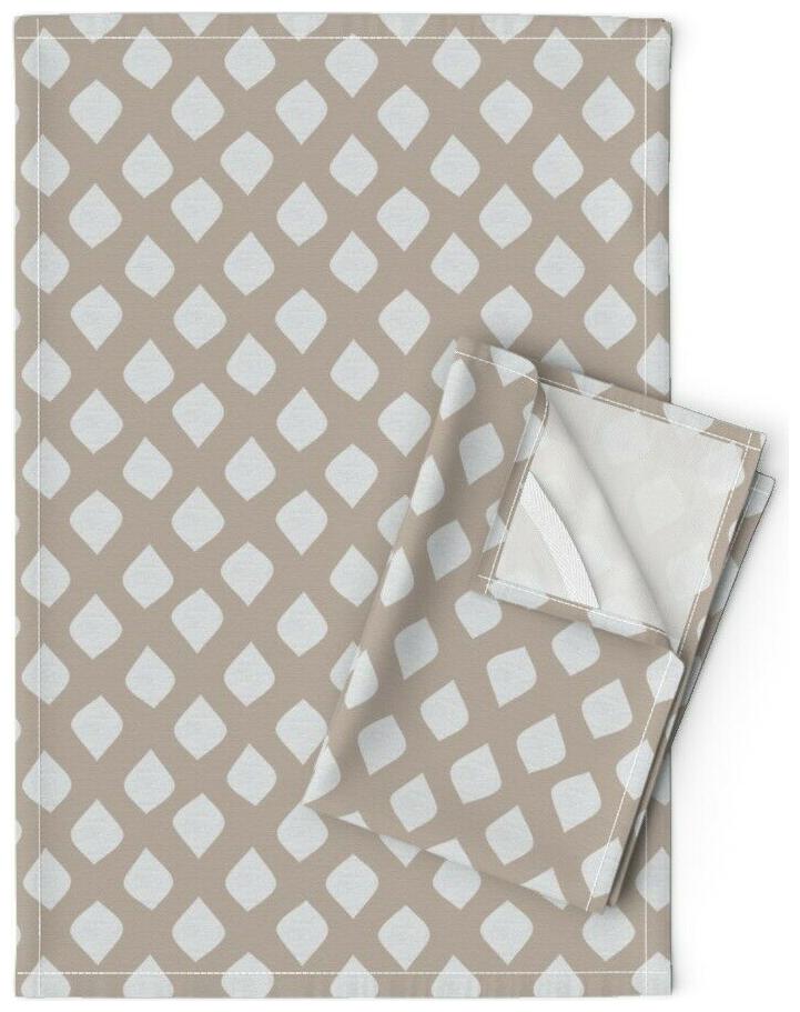 

Moroccan Abstract Ogee Brown White Linen Cotton Tea Towels by Roostery Set of 2